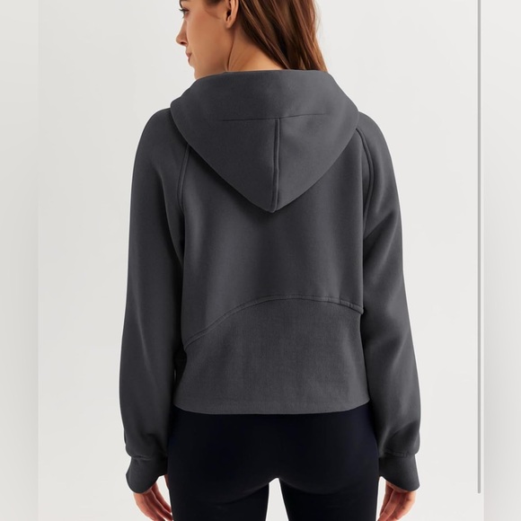 Womens Oversized Half Quarter Zip Pullover Cropped Long Sleeve Hoodie - Picture 3 of 6